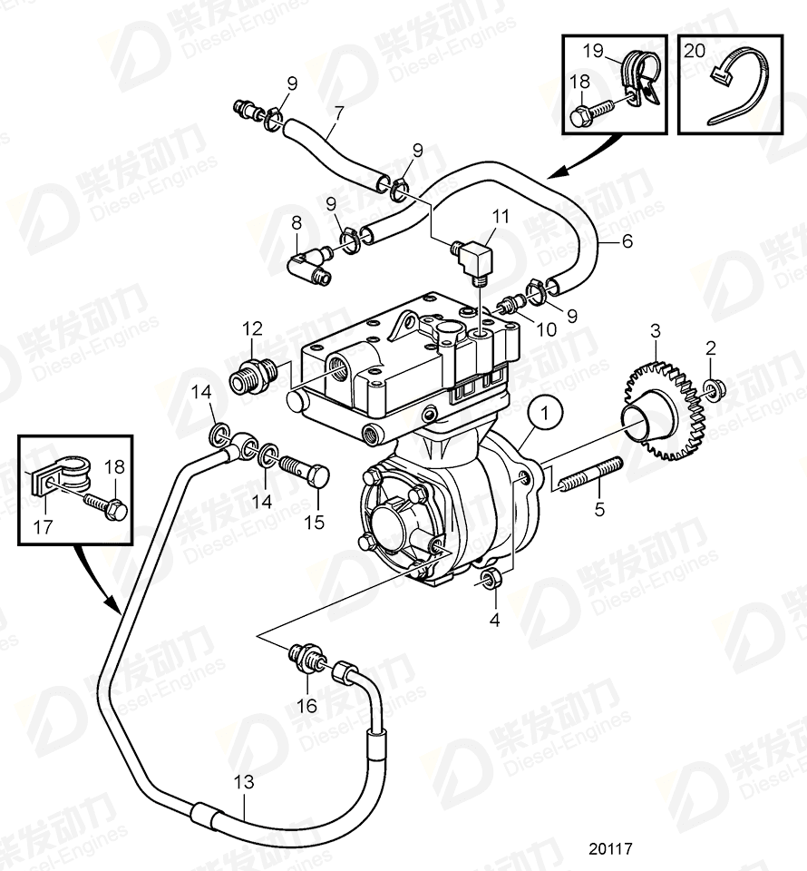 VOLVO Compressor, exch 3803659 Drawing